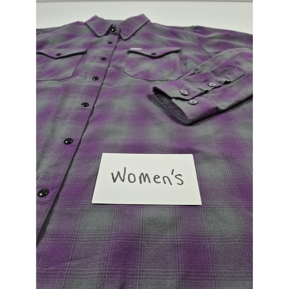 Dixxon Flannel Company Shirt Womens 2X Purple Grey Plaid Snap Reign Western - Picture 7 of 15
